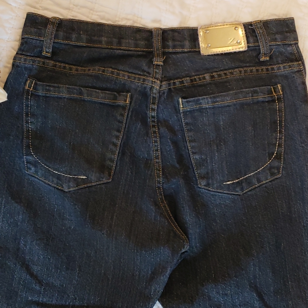 Zena Dark Blue Estilo Denim Jeans Womens Sz 8P Gold Metallic 90's Y2K Coquette